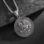 Saint George Slaying Dragon Pendant Necklace — Stainless Steel