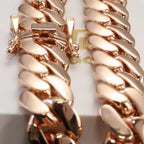 Rose Gold Cuban Chain Necklace Smooth 22MM