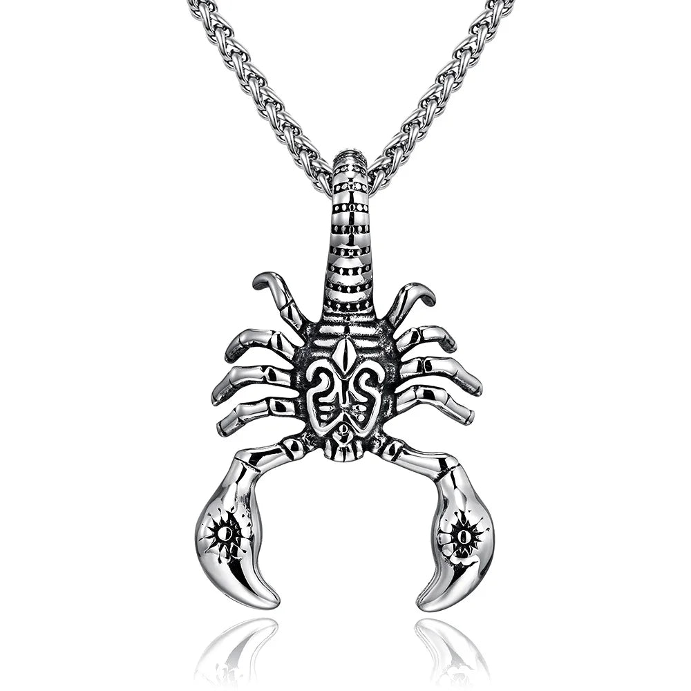 Gothic Retro Scorpion Pendant Necklace Punk Hip Hop Animal Insect Scorpion Stainless Steel Biker Necklace Men Jewelry