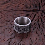 Vikings Stainless Steel Simple Double Wolf Head Ring Scandinavian Celts Knot Symbol Amulet Ring Handmade Punk Hip Hop Jewelry