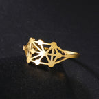 My Shape Sephirot Kabbalah Tree of Life Rings Women Stainless Steel Adjustable Size Geometric Finger Ring Amulet