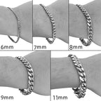 Titanium Steel Basic Curb Chain Bracelet for Men Stainless Steel Cuban Link Chain Wristband Classic Simple Heavy Male