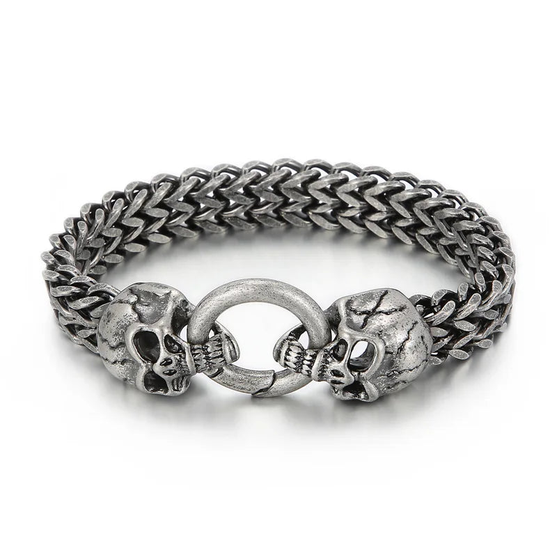 Steampunk Rock Skull Bracelet for Men In Waterproof Stainless Steel Skeleton Men's Bracelet Man Bike Jewelry Boys