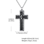 Vintage Secret Compartment Openable Cross Pendant Necklace, Gothic Punk Hip Hop Fashion Pendant Necklace for Men Metal Jewelry