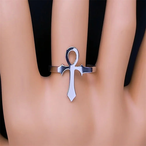 Ankh Cross Ring — Stainless Steel