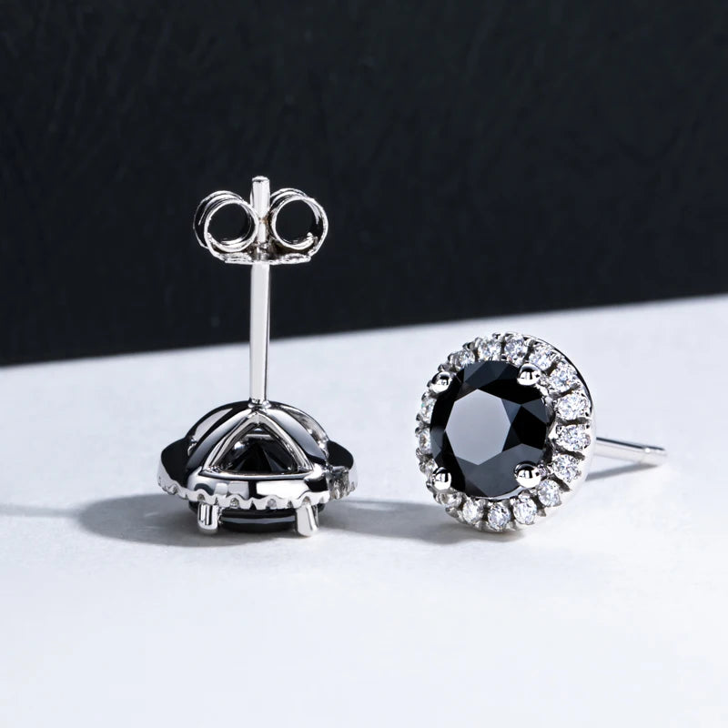 Iced Out Black Diamond Earrings — 925 Silver
