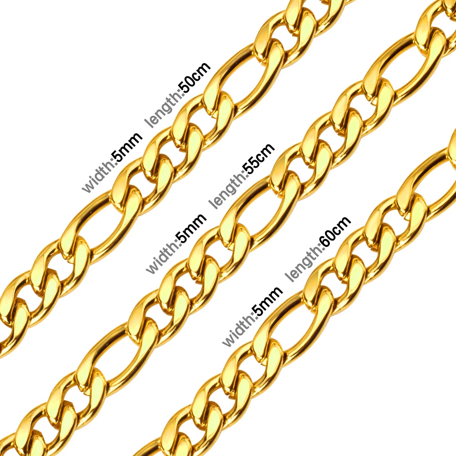 LUXUSTEEL Basic Punk Stainless Steel Chain Necklace For Women Men Cuban Figaro Braided Wheat Link Choker 5MM/7MM