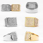 Square Gemstone Ring — Stainless Steel