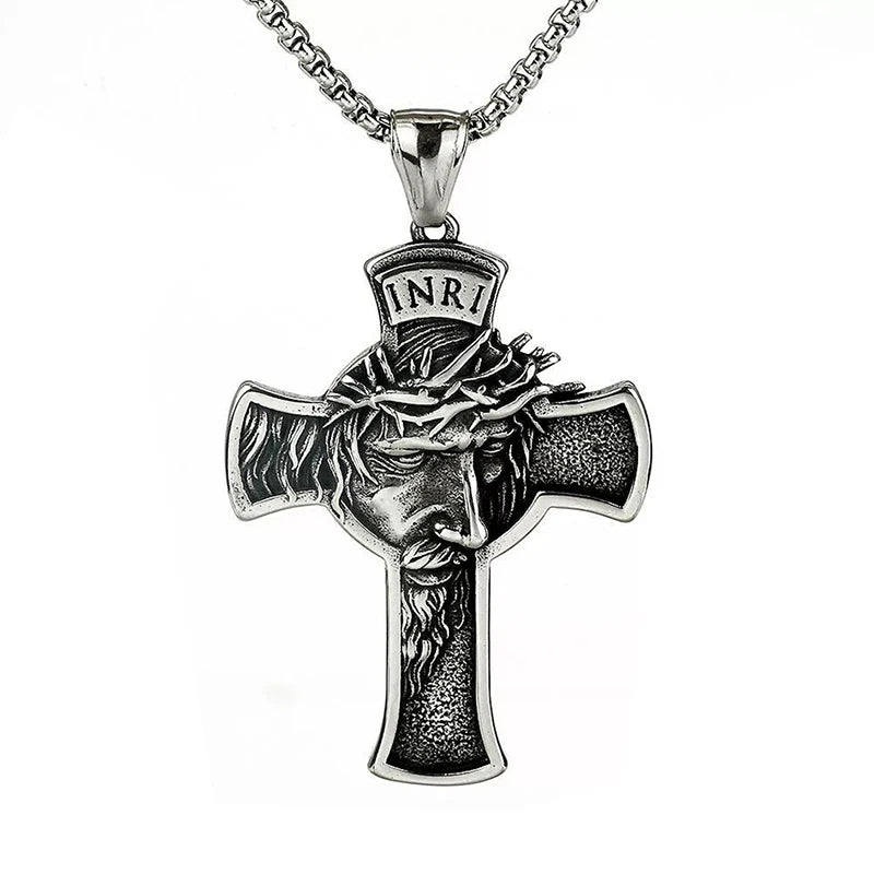 Classic St. Michael Cross Necklace — Stainless Steel