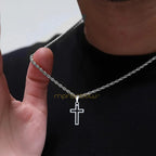 Casual Hollow Cross Necklaces for Men Boys,Waterproof Stainless Steel Cross Pendant Necklace,Religious Faith Prayer Jewelry Gift