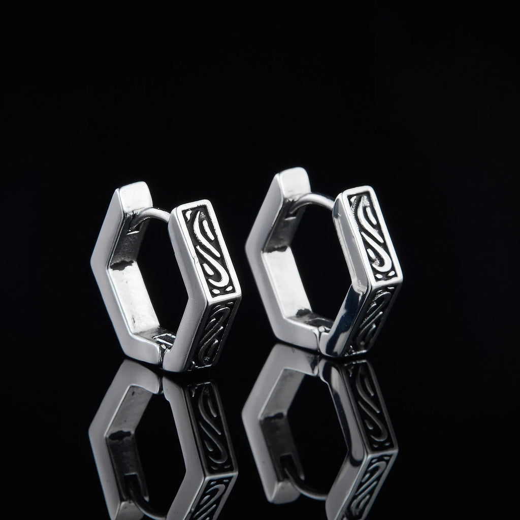 Geometric Hoop Earrings — Stainless Steel