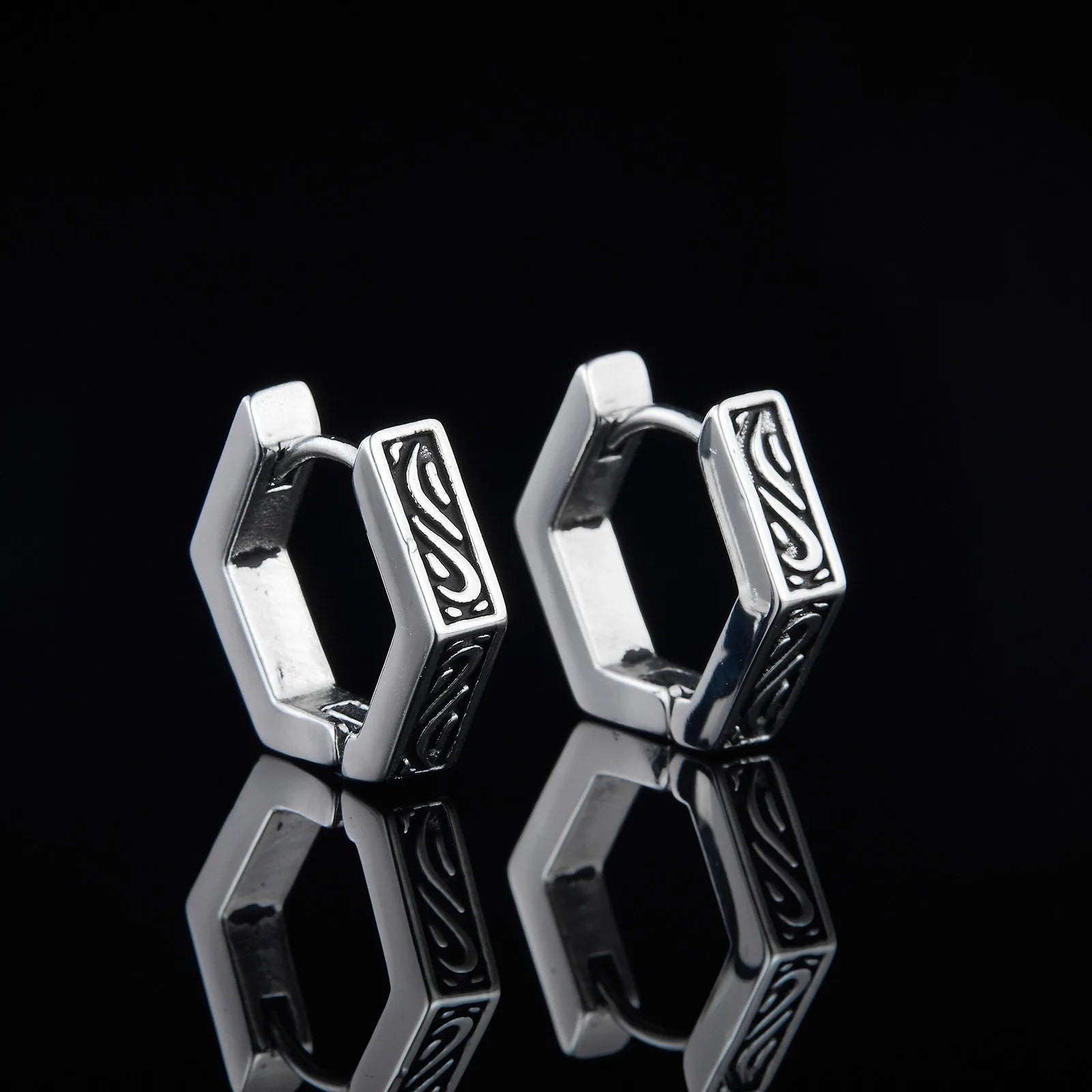 Geometric Hoop Earrings — Stainless Steel