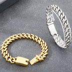 Polished 15mm Cuban Link Bracelet for Man Luxury Waterproof Gold Color Stainless Steel Men's Chain Bracelets Fashion