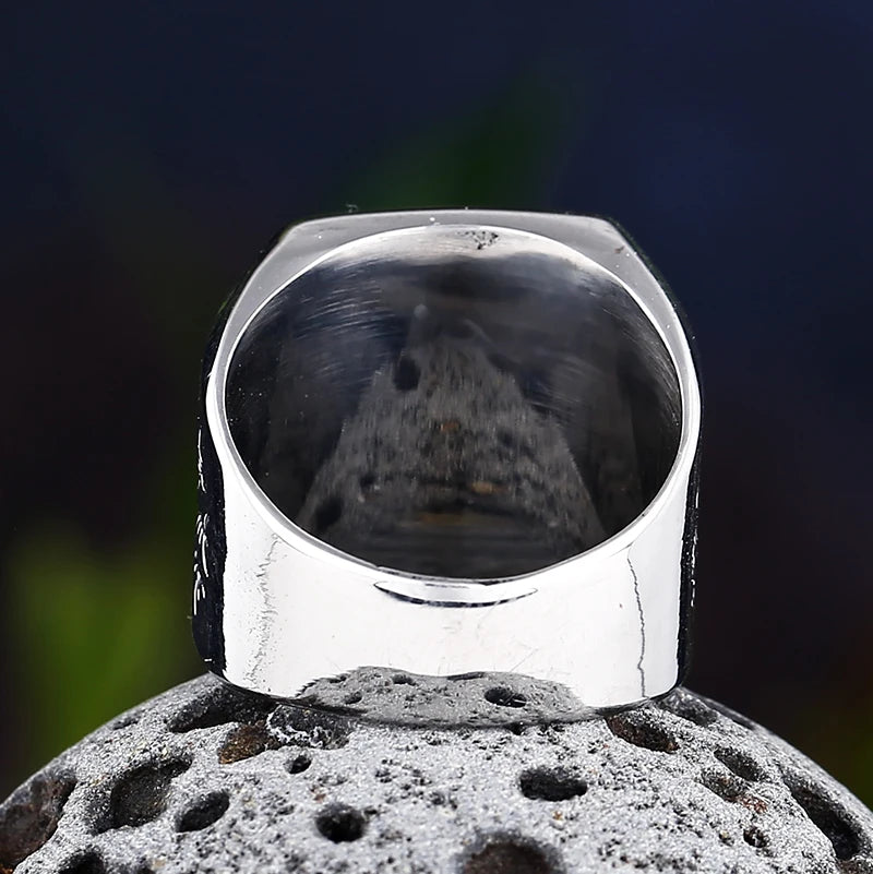 Viking Mens Stainless Steel Amulet Ring With Compass Triangle Odin Vegvisir Rings Nordic Talisman Biker Jewelry Gift for Men