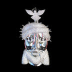 Hip Hop 5A+ CZ Stone Paved Bling Ice Out Pigeon Jesus Piece Pendants Necklaces for Men Rapper Jewelry Rose Gold Silver Color