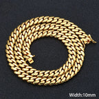 Gold Cuban Chain Necklace 10MM Smooth 18K