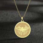CHENGXUN Hindu Ganesha Coin Pendant Necklace for Men Womens Lord Ganesha Medallion Charm Neck Chain Spirit Totem Jewelry
