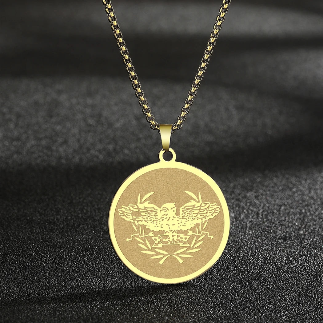 CHENGXUN Hindu Ganesha Coin Pendant Necklace for Men Womens Lord Ganesha Medallion Charm Neck Chain Spirit Totem Jewelry