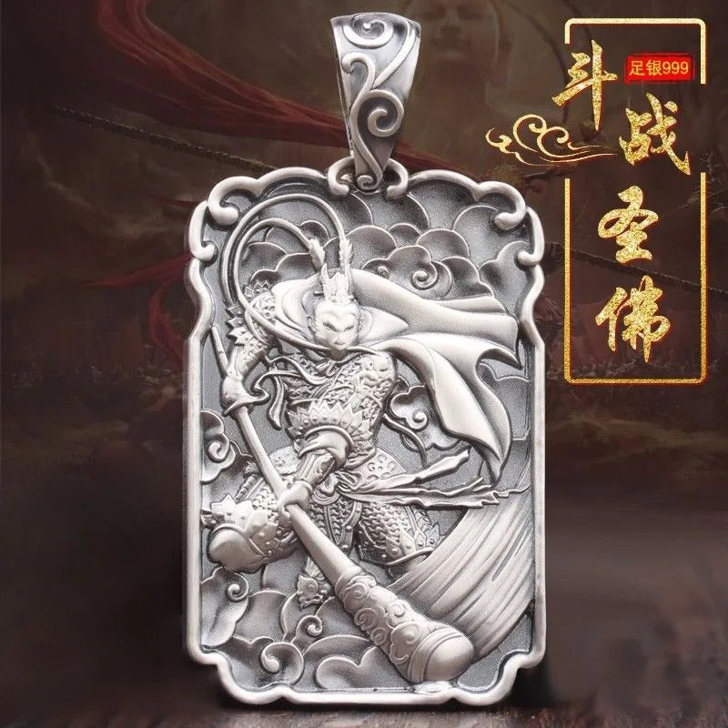 Monkey King Buddha Pendant Necklace for Men — Black-Tone