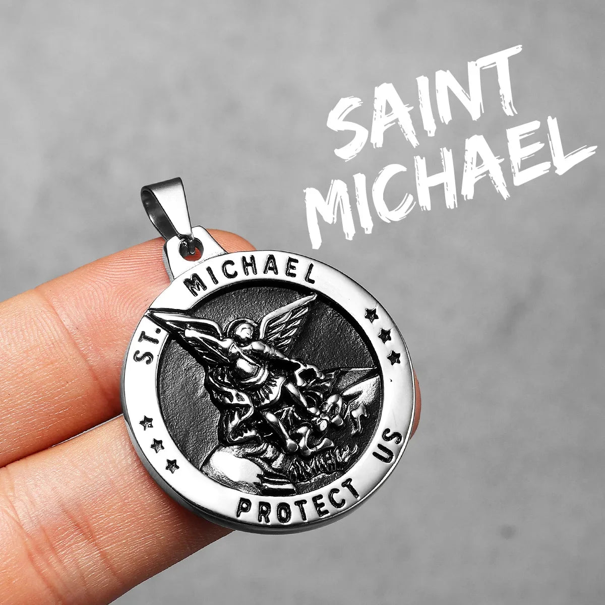 Arch Angel St.Michael Men Necklaces Stainless Steel Pendant Chain Powerful Amulet Vintage Cool Women Jewelry Gifts