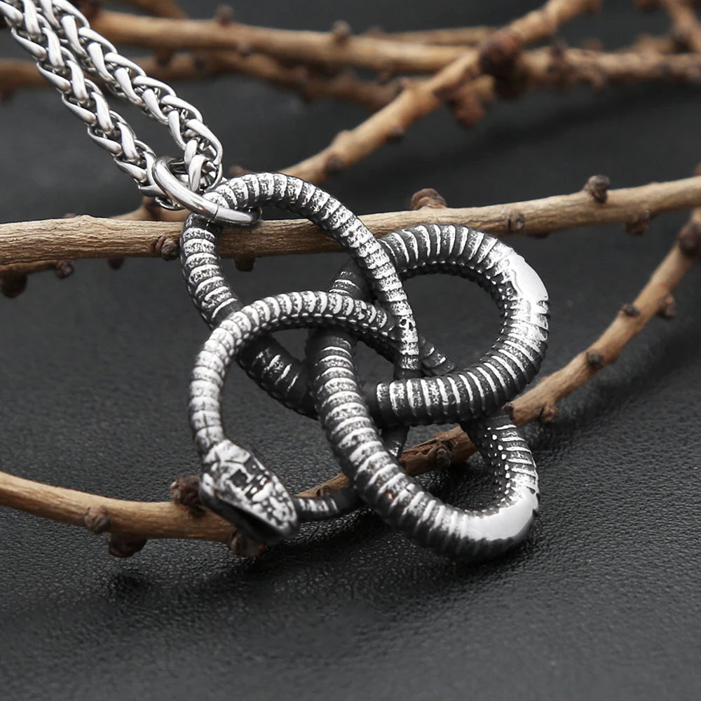 Ouroboros Snake Pendant — Stainless Steel