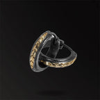 Black Gold Scale Pattern Huggie Hoop Earrings — Two-Tone