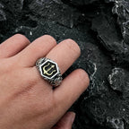 Poseidon Trident Adjustable Open Ring — Gold-Tone