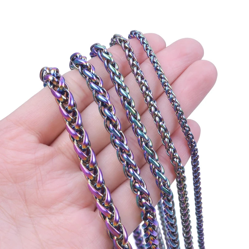 Width 3/4/5/6/7mm Stainless Steel Keel Chain Necklaces For Women Men Accessories Length 40/45/50/60/70/80/90cm Jewelry Necklace