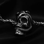 Vintage 3D Embossed Snake Skull Pendant Necklace Stainless Steel Fashion Jewelry Unisex Everyday Street Rock Party Holiday Gift