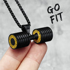 Go Fit Dumbbell Pendant Necklace — Stainless Steel