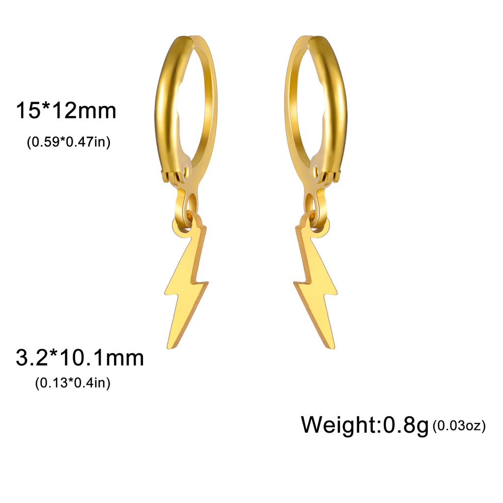 Skyrim Lightning Pendant Stainless Steel Earrings Women's Fashion Simple Daily Earrings Friends Jewelry Gifts