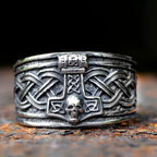 Viking Mjolnir Thor's Hammer Skull Ring — Stainless Steel