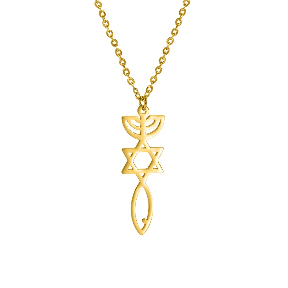 Dawapara Star of David Menorah Necklace Jewish Hanukkah Gift Blessing Protection Amulet Stainless Steel Jewelry