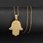 Hamsa Hands of Fatima Hebrew Pendant Stainless Steel Jerusalem Star of David Necklace Women's Jewish Jewelry