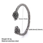 My Shape Viking Animal Cuff Bangles for Men Punk Wolf Lion Leopard Skeleton Stainless Steel Bracelet Nordic Vintage
