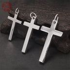 100% Solid S925 Sterling Silver Cross Pendant For Men women smooth High Polishing simple Design Jesus Christ Jewelry Gift
