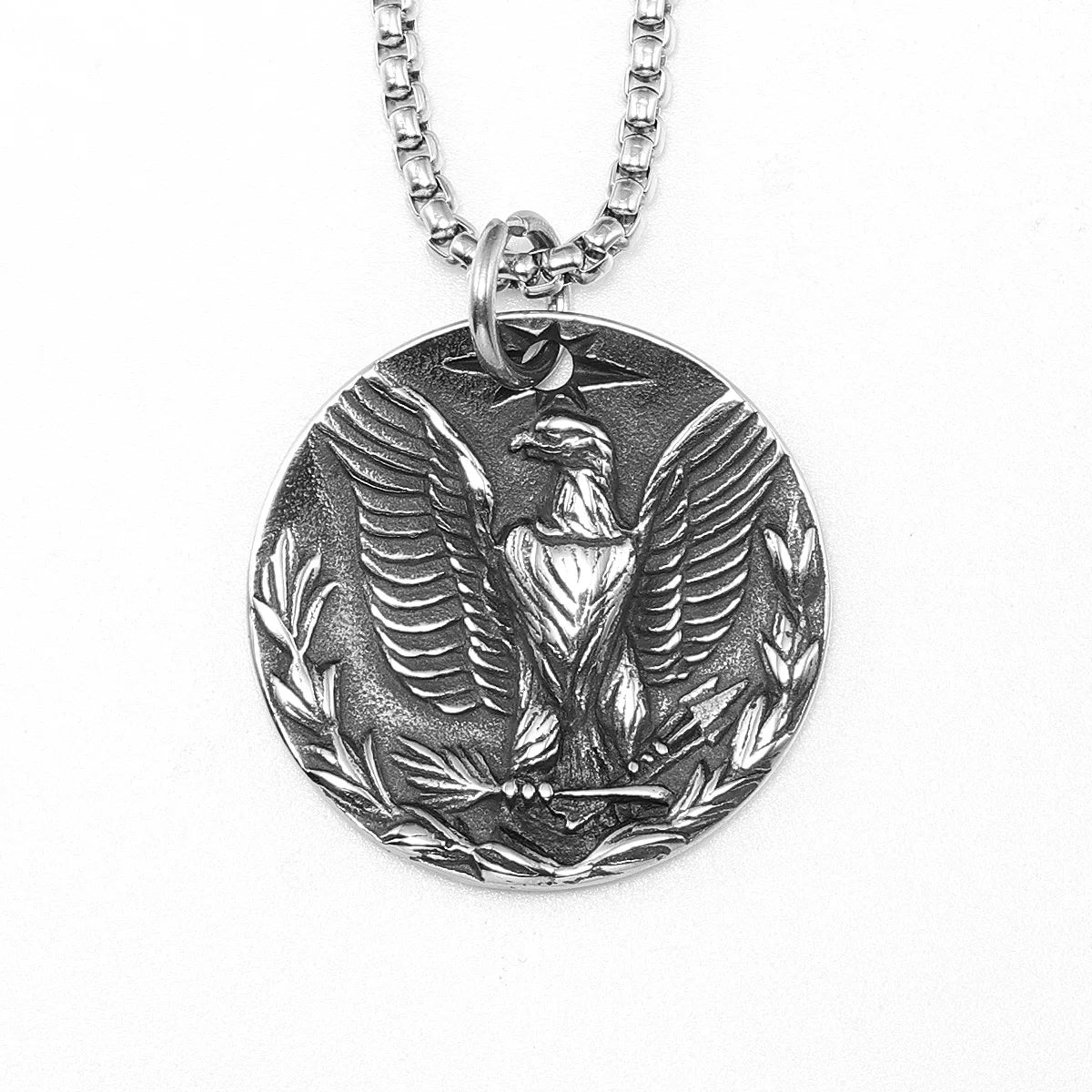 Eagle Badge Pendant Necklace Stainless Steel