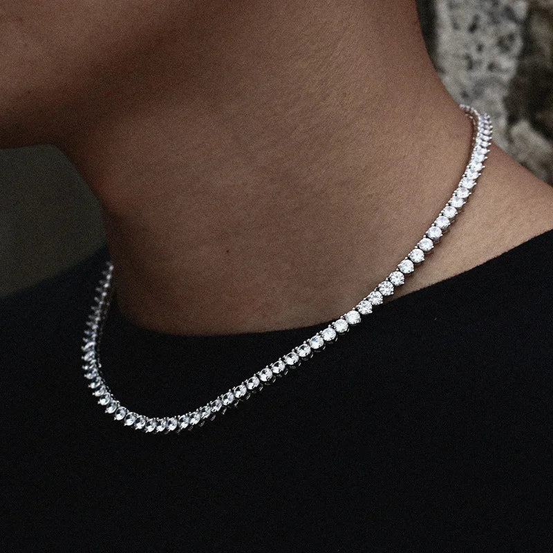 Iced Out Round Tennis Chain Necklace — Copper Alloy