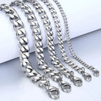 Titanium Steel Basic Curb Chain Bracelet for Men Stainless Steel Cuban Link Chain Wristband Classic Simple Heavy Male