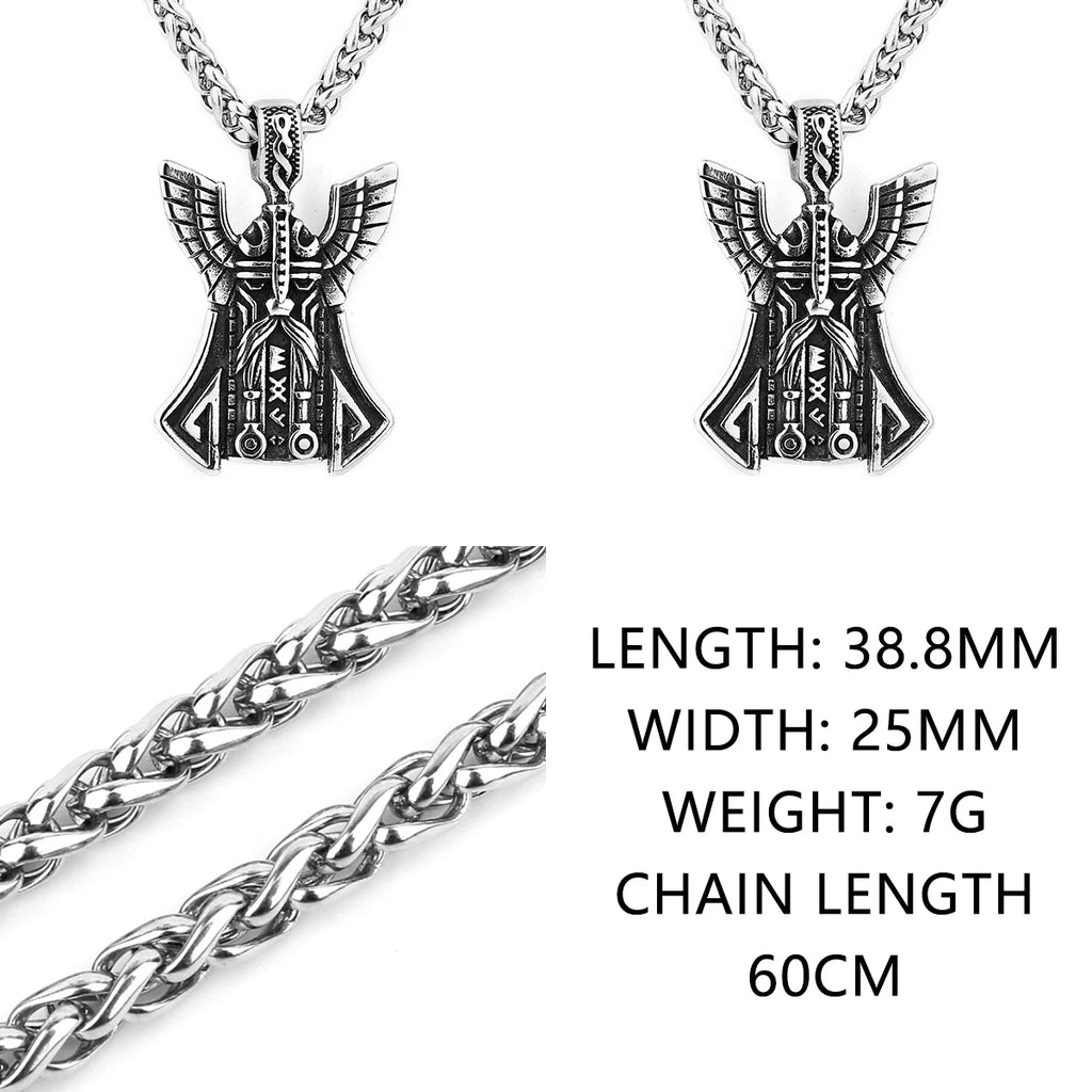 Viking Odin Face Pendant Nordic Odin Rune Charm Creative Stainless Steel Pendant Necklace Locomotive Men's Jewelry Gift