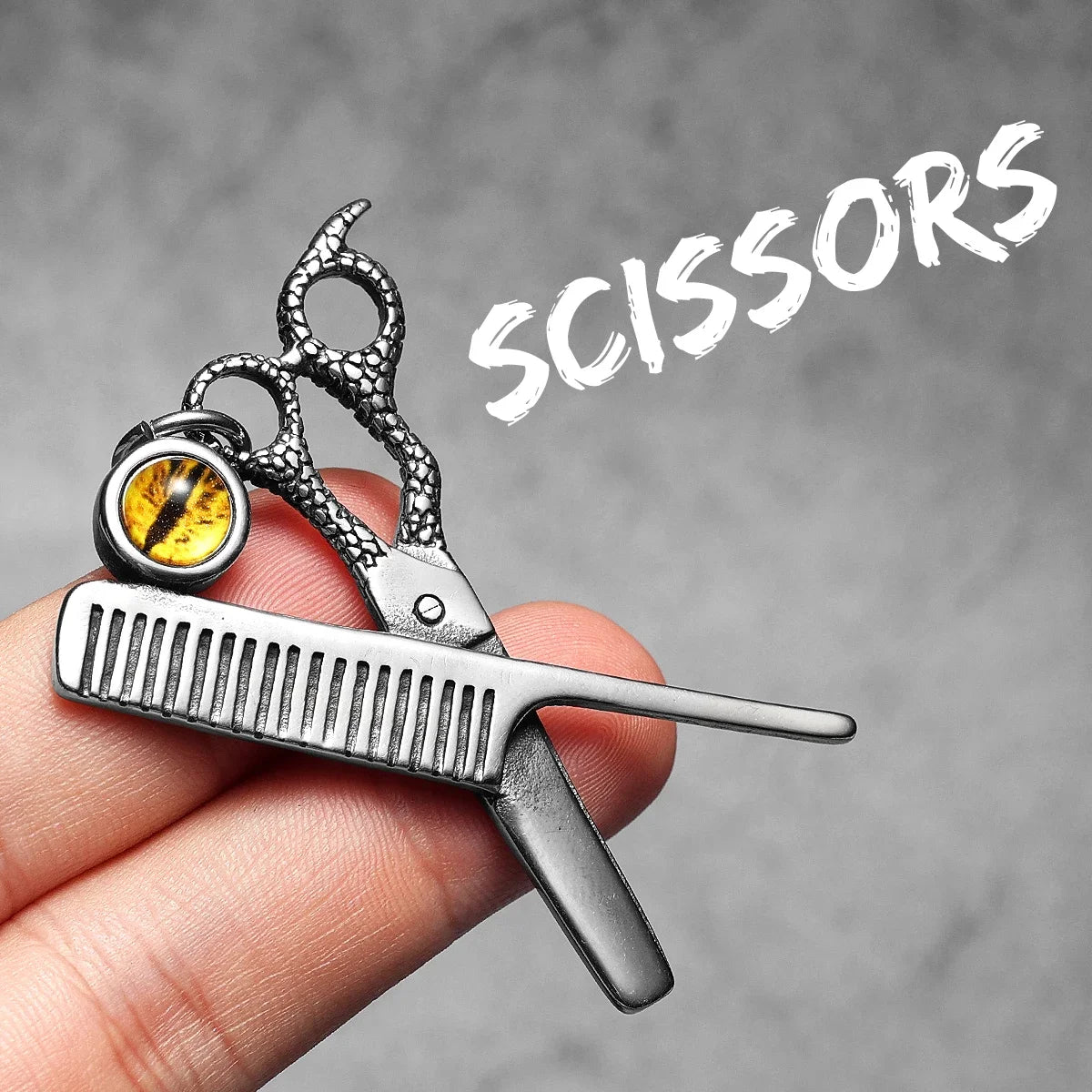 Iced Out Scissors Pendant Necklace Stainless Steel