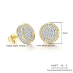 Iced Out Round Stud Earrings — Gold