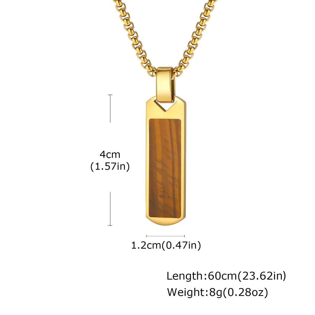Natural Stone Healing Pendant — Stainless