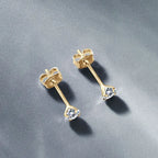 IOGOU 14K Solid Gold Moissanite Round Stud Earrings for Women Men GRA Certified Moissnaites 3mm 4mm 5mm 6mm 6.5mm Gold Jewelry