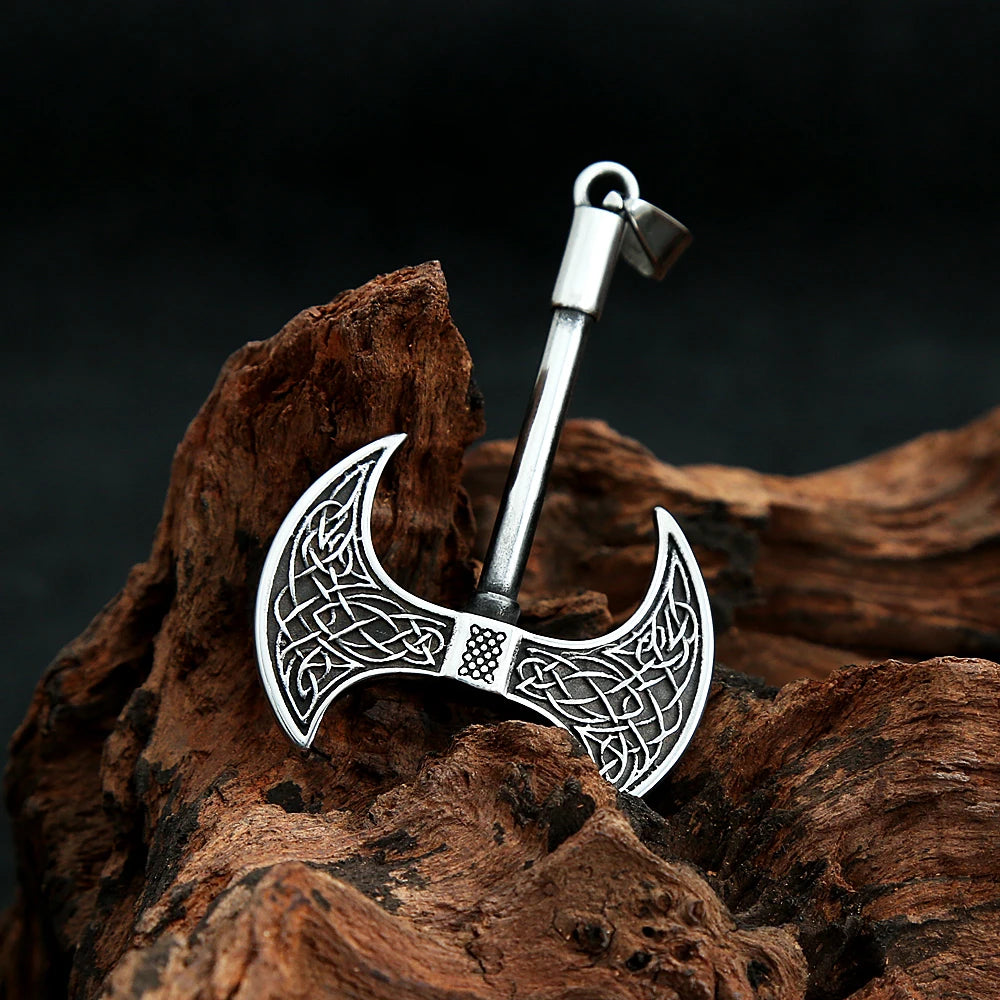 Viking Axe Celtic Knot Pendant — Stainless