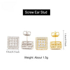 925 Sterling Silver  VVS1 D Color Moissanite  Square Stud Earrings for Men Women Screw Ear Stud Fine Jewelry Diamonds Pass Test