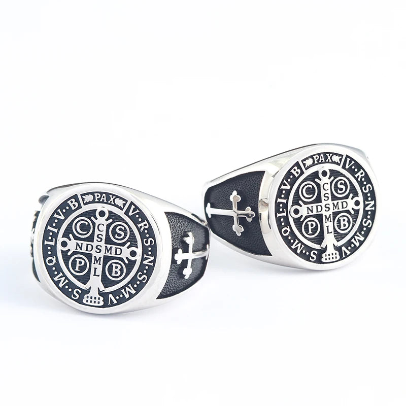 St. Benedict Cross Ring — Stainless Steel