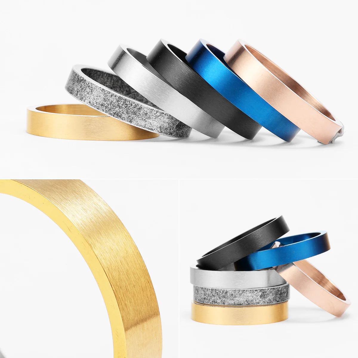 4mm 6mm 8mm 10mm Simple Round Stainless Steel Men Rings Punk Male Women Fashion Jewelry Creativity Gift