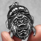 Retro Pilot Gorilla Men Necklace Stainless Steel Pendant Chain Punk Rock Jewelry New In Accessories Rider Gifts Daily