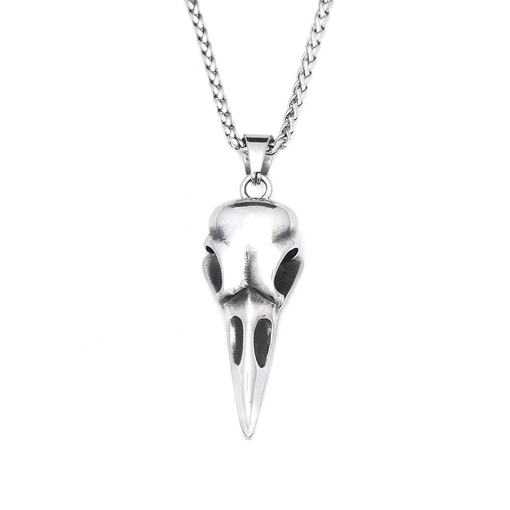 Vikings Stainless Steel Raven Pendant Necklaces For Men Women Nordic Odin Animal Skull Necklace Fashion Amulet Jewelry